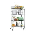 thumbnail image 1 of 4 Tier Shelf Organizer for Kitchen, 1400lbs Capacity Height Adjustable Wire Shelving Unit Rack 35.6Lx14Wx61.8H Metal Bathroom Storage Shelves for Bedroom Laundry Room Metal Shelves with Wheels, 1 of 7