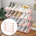 thumbnail image 1 of 4 Tier Shoe Rack for Closet & Front Door Entrance, Plastic Shoe Organizer with Sturdy Frame, Space Saving Vertical Shoe Shelf, Durable Shoe Stand for Garage, Entryway & Dorm, 21.6×18.5×19.5In, Pink, 1 of 7