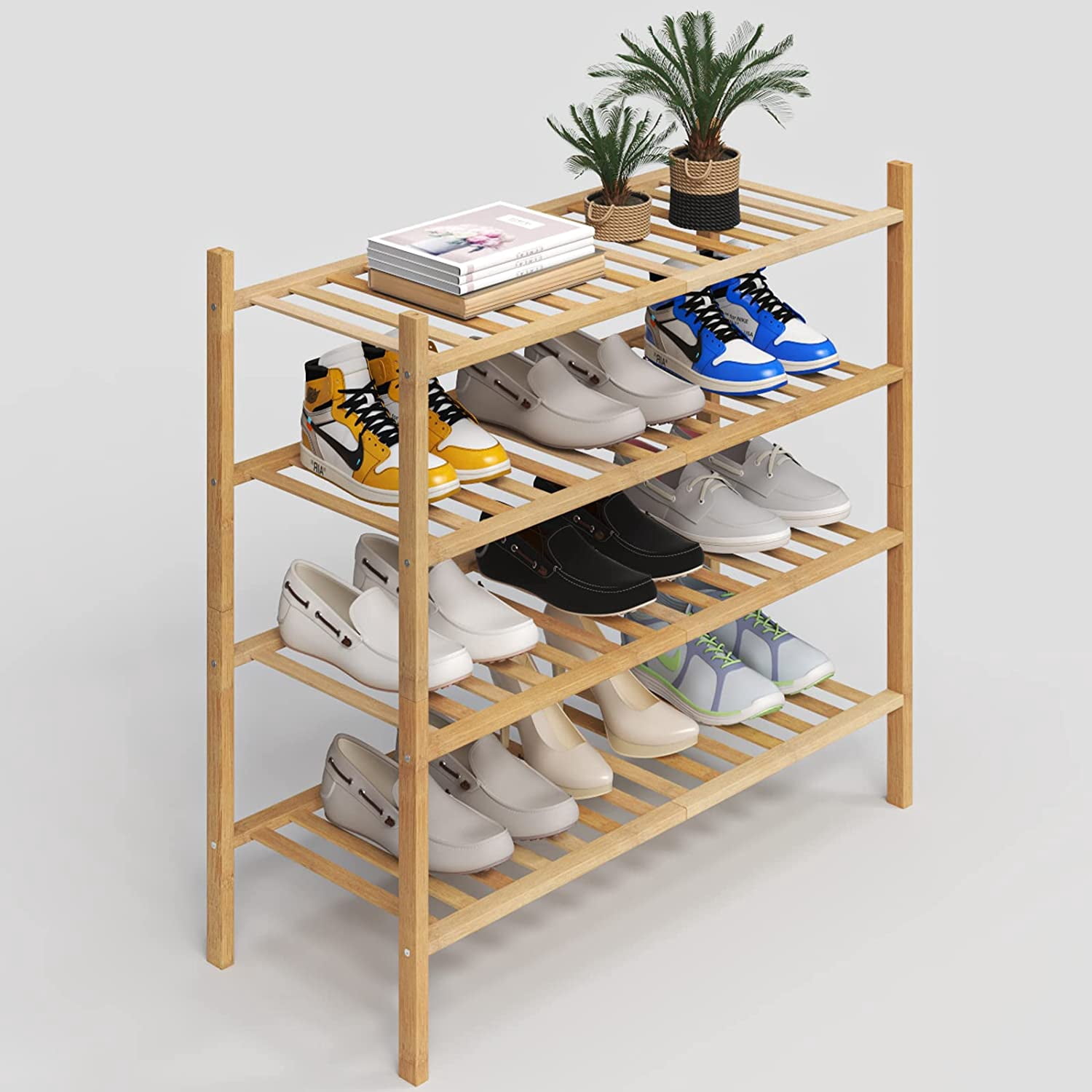 4-Tier Shoe Rack for Closet, Stackable Shoes Rack Organizer Free ...