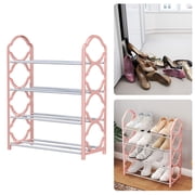 4 Tier Shoe Rack Freestanding Sturdy Frame Organizer Space Saving Storage Closet Entryway Bedroom Floor,Shoe Shelf,Stackable Rack,1PC,Pink