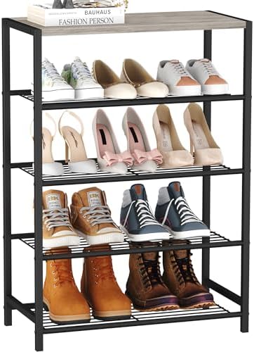 4-Tier Shoe Rack, Modern Industrial Shoe Storage Tower, Narrow Shoe ...