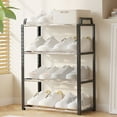thumbnail image 1 of 4-Tier Shoe Rack Organizer | Plastic Shoe Storage Shelf for Closet, Entryway & Bedroom | Black Shoe Organizer (21.06" x 16.54" x 7.28") | Tool-Free Assembly, 1 of 6