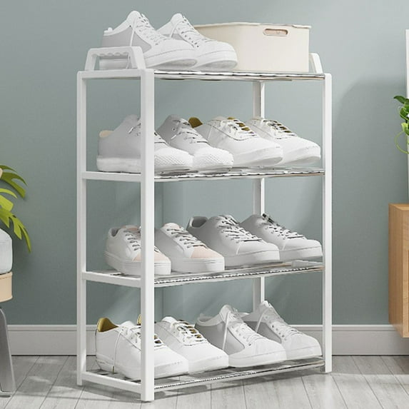 4-Tier Shoe Rack Organizer | Plastic Shoe Storage Shelf | White Shoe Rack for Entryway, Closet & Bedroom | 21.06x16.54x7.28 Inches | Easy Assembly No Tools Required