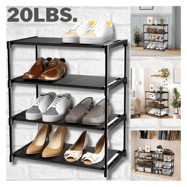 4Tier Shoe Rack Organizer Storage Stackable For Entryway Hall Sturdy Metal Rack