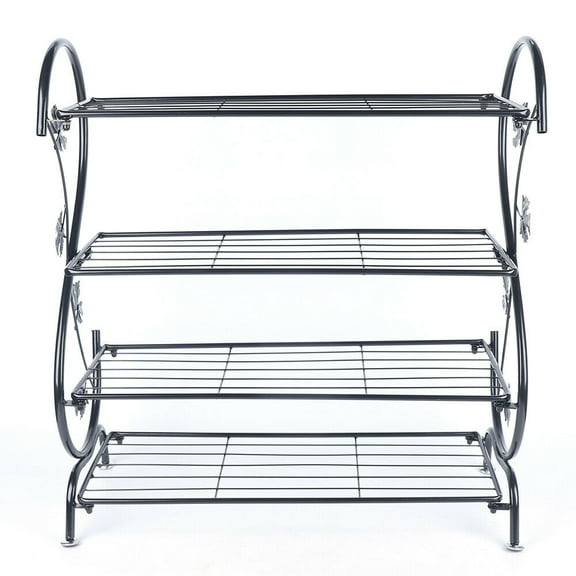 4 Tier Shoe Rack Shelf Saving Storage Organizer Cabinet Plant Pot Stand Holder 4 Tiers Shoe Storage Stand Free Standing Stackable 12-16 Pairs Metal Shoe Rack Shoe Rack Shoe Metal Storage Shelf