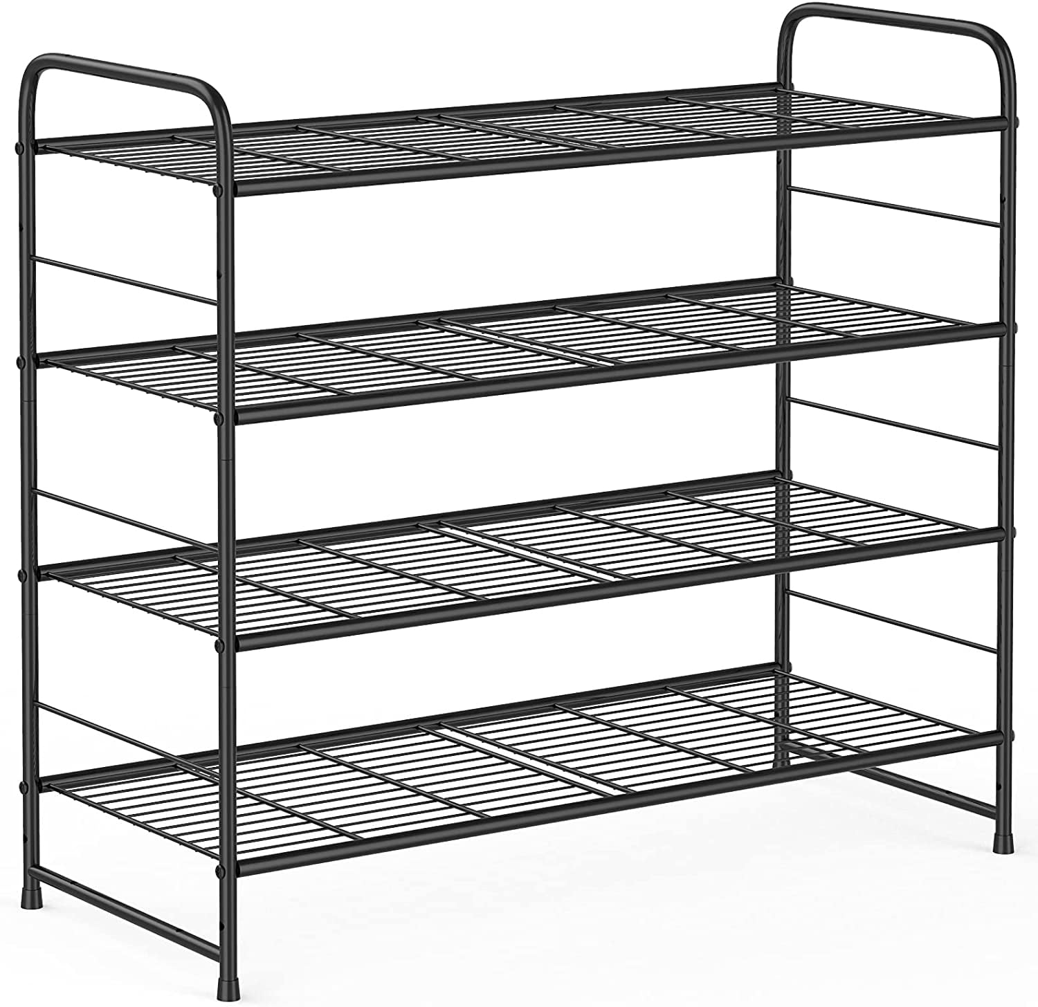 Black Metal 4-Tier Stackable Shoe Rack