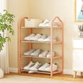 thumbnail image 1 of 4 Tier Shoe Rack Storage Organizer Vertical Metal Shelves Space Saving Multi-Level Stand For Entryway Bedroom Dorm Closet Pink, 1 of 7