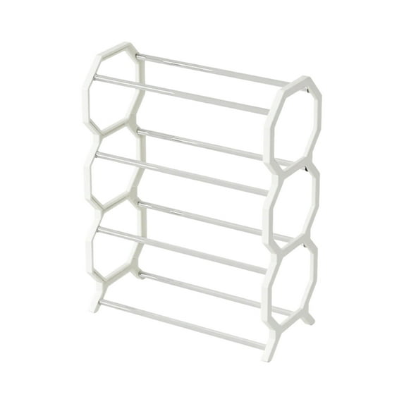 4-Tier Shoe Rack for Small Spaces - Metal Storage Shelf, No-Tool Assembly Closet Organizer for Entryway Dorm Bedroom(White)