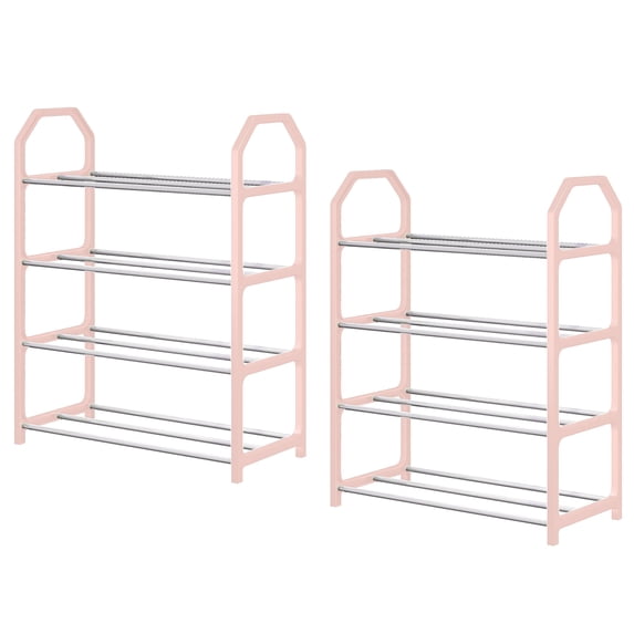 4 Tier Shoe Storage Organizer Set of 2, Shoe Organizer for entryway, Shoe Storage Shelves Metal, Styish Shoe Rack for Bedroom, Closet, Entry and Dorm Room