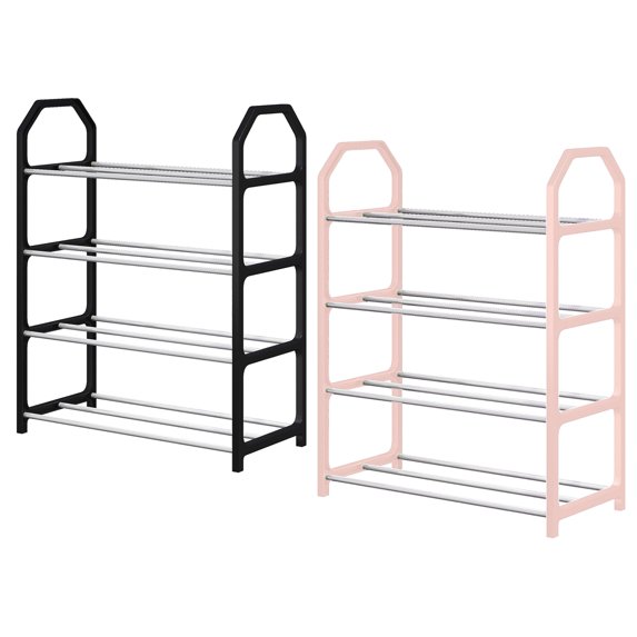 4 Tier Shoe Storage Organizer Set of 2, Shoe Organizer for entryway, Shoe Storage Shelves Metal, Styish Shoe Rack for Bedroom, Closet, Entry and Dorm Room