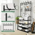 thumbnail image 1 of 4 Tier Shoe and Coat Rack with Storage Shelf Freestanding with 8 Hooks for Entryway Bedroom Closet, 1 of 8