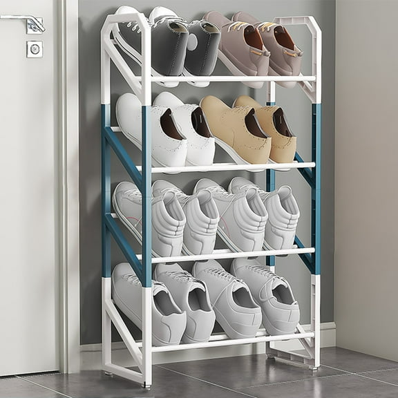 4-Tier Shoes Storage Front Door Shoe Organizer, Shoe Rack for Dorm Compact Shoe Storage, Door Entry Shoe Rack Shoe Storage Garage,Blue