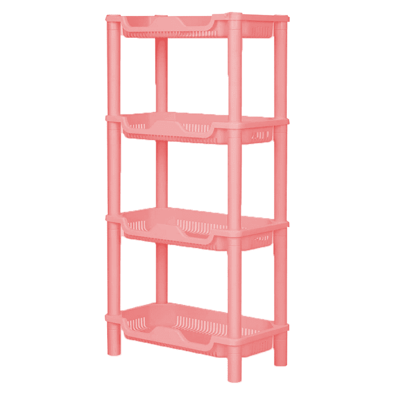 4 Tier Shower Caddy Organizer Shelf Standing, Rustproof, Plastic Floor  Storage Rack for Bathroom, Countertop, Shower pan, Narrow Place, Pink