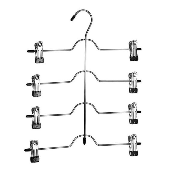 NEW_4-Tier Skirt Hangers with Clips Pant Hangers Space Saving Hanger> Multiple δζ ф~ W0E6
