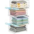 thumbnail image 1 of 4-Tier Sliding Closet Organizers and Storage Shelves, Stackable Closet Shelf Organizer Basket Bins, Drawer Shelf Storage Container for Wardrobe Cupboard Kitchen Bathroom Office, White, 1 of 15