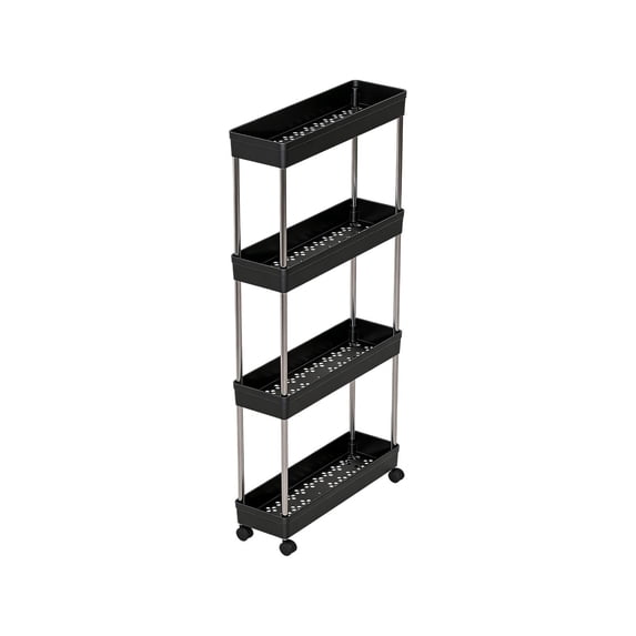 4-Tier Slim Rolling Storage Cart Narrow Space Organizer with Wheels for Kitchen Bathroom and Laundry Room 33.8 Inch