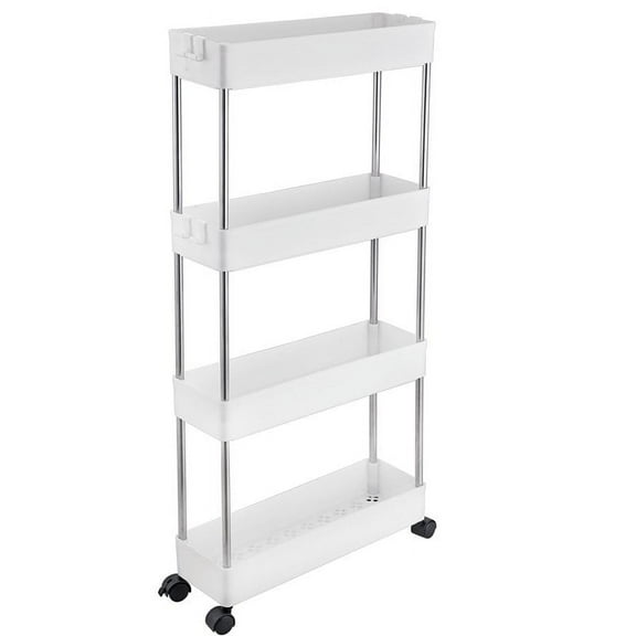4 Tier Slim Rolling Storage Cart Organizer 15.4" Utility Cart with Wheels Rolling Narrow Places