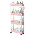 thumbnail image 1 of Cshidworld 4 Tier Slim Rolling Storage Cart, Bathroom Storage Organizer, Utility Shelving Unit for Office, Bathroom, Kitchen, Laundry Room & Narrow Places, Pink, 1 of 7