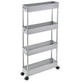 thumbnail image 1 of 4-Tier Slim Storage Cart,Bathroom Storage Organizer,Slim Rolling Cart,Slide Out Storage Cart with Wheel,Mobile Shelving Unit for Bathroom Kitchen Bedroom Laundry Narrow Places (Grey), 1 of 5