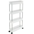 thumbnail image 1 of 4-Tier Slim Storage Cart,Bathroom Storage Organizer,Slim Rolling Cart,Slide Out Storage Cart with Wheel,Mobile Shelving Unit for Bathroom Kitchen Bedroom Laundry Narrow Places (White), 1 of 6