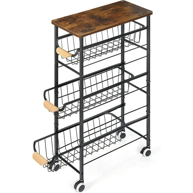 4Tier Slim Storage Cart, Kitchen Rolling Utility Cart Bathroom