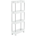 thumbnail image 1 of 4 Tier Slim Storage Cart, Mobile Shelving Unit Organizer - Rolling Utility Cart for Kitchen, Bathroom, Laundry - Plastic & Stainless Steel, White, 1 of 4