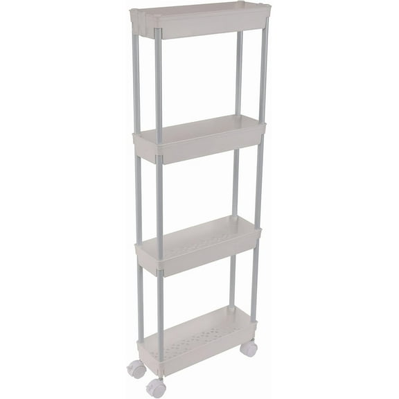 4 Tier Slim Storage Cart,Rolling Storage Cart,Narrow Shelf,Bathroom Rack,Mobile Shelving Unit Organizer for Kitchen, Bathroom, Laundry Room, Black