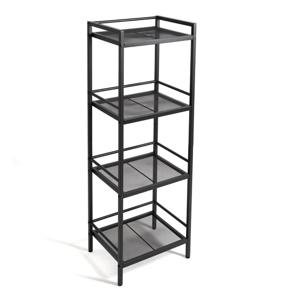4 Tier Slim Storage Shelf,Metal Shelving Unit,Bathroom Storage Organizer,Freestanding Narrow Shelf for Small Spaces,Multifunctional Shelving Unit for Bathroom, Laundry Room, Kitchen