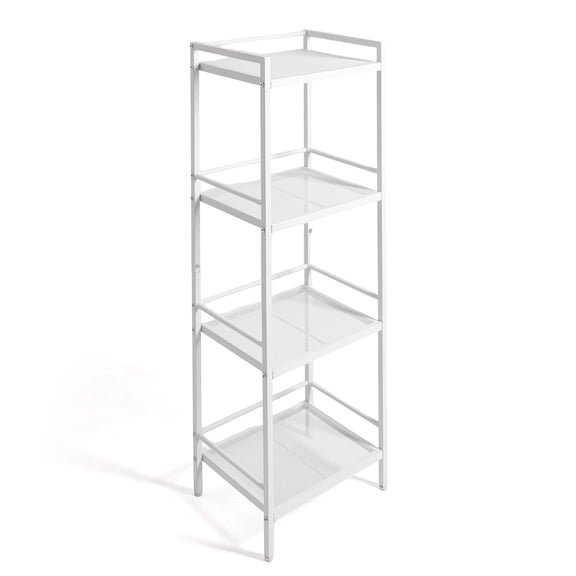 4 Tier Slim Storage Shelf,Metal Shelving Unit,Bathroom Storage Organizer,Freestanding Narrow Shelf for Small Spaces