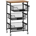 4Tier Small Kitchen Storage Cart on Wheels, Metal Fruit Basket Stand