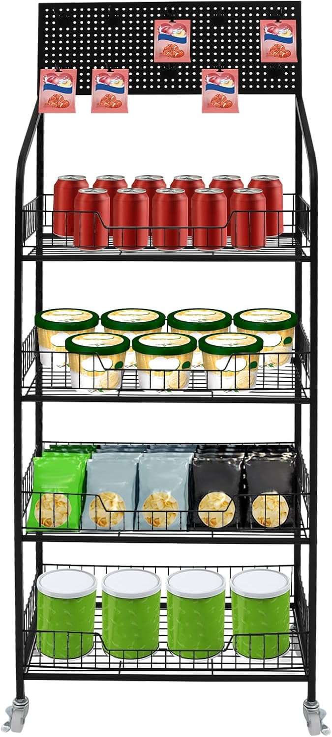 4-Tier Snack Rack Display Stand Iron Retail Display Rack Candy Display ...