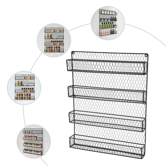 4-Tier Spice Rack Wall Mounted Kitchen Spices Organizer Space Saving ...