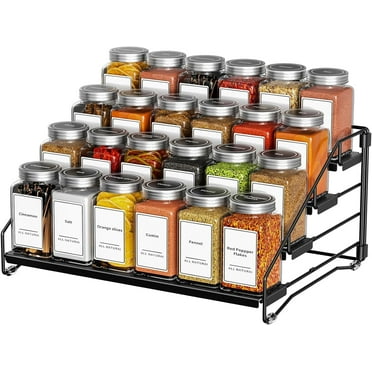 4 Tier Spice Rack for Cabinet, Spice Rack Organizer, Depth Adjustable Spice Holder for Countertop, Cupboard, Seasoning Shelf-1 PCS