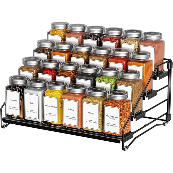 4 Tier Spice Rack for Cabinet, Spice Rack Organizer, Depth Adjustable Spice Holder for Countertop, Cupboard, Seasoning Shelf-1 PCS