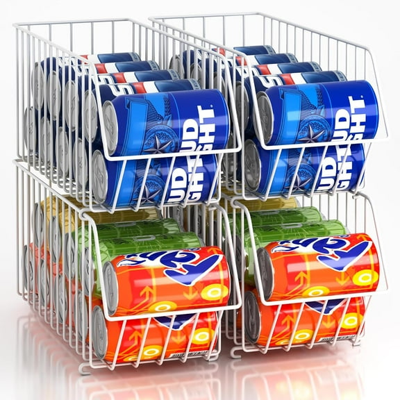 4 Tier Stackable Can Organizer For Pantry, Canned Goods Organizers And Storage For Kitchen, Soup Soda Can Dispenser For Pantry (L 15.35in X W 5.78in X H 25.59in) (white, 4-pack) Brand: koozuuyk