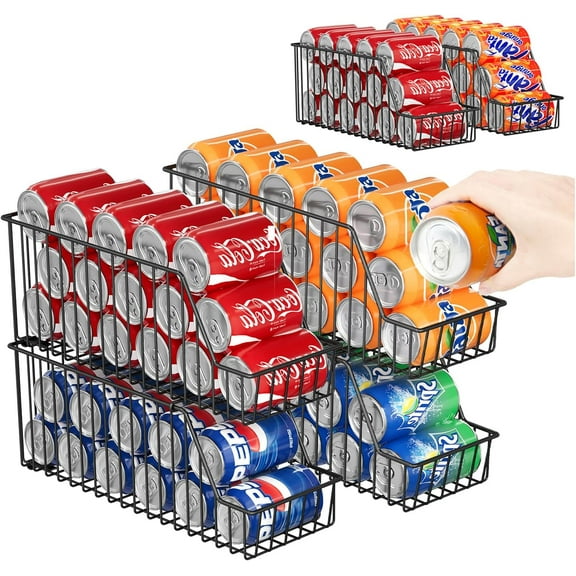 4-Tier Stackable Can Rack Organizer for Kitchen Pantry,Max Can Storage Holder,Durable Can Dispenser & Canned Goods Organizer for Fridge,Hold More 44 Cans,for Various Ounces of Canned Food Soda Drinks
