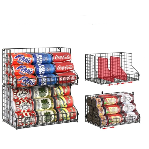 4-Tier Stackable Can Rack Organizer for Pantry,Max Can Storage Holder,Durable Can Dispenser & Canne Goods Organizer for Fridge,Hol re 44 Cans, for Various Ounces of Canne Soda Drinks