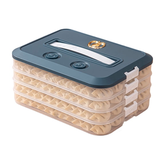4 Tier Stackable Dumpling Container Airtight Food Storage Organizer With Lids For Refrigerator Kitchen Pantry