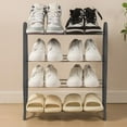 thumbnail image 1 of 4-Tier Stackable Shoe Rack, Expandable Adjustable Fabric Shoe Shelf Storage Organizer, Black, 1 of 6