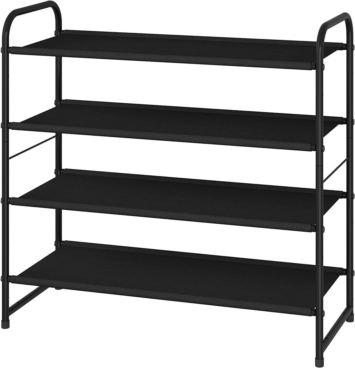 4-Tier Stackable Shoe Rack, Expandable & Adjustable Fabric Shoe Shelf ...