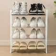 thumbnail image 1 of 4-Tier Stackable Shoe Rack, Expandable Adjustable Fabric Shoe Shelf Storage Organizer, White, 1 of 6