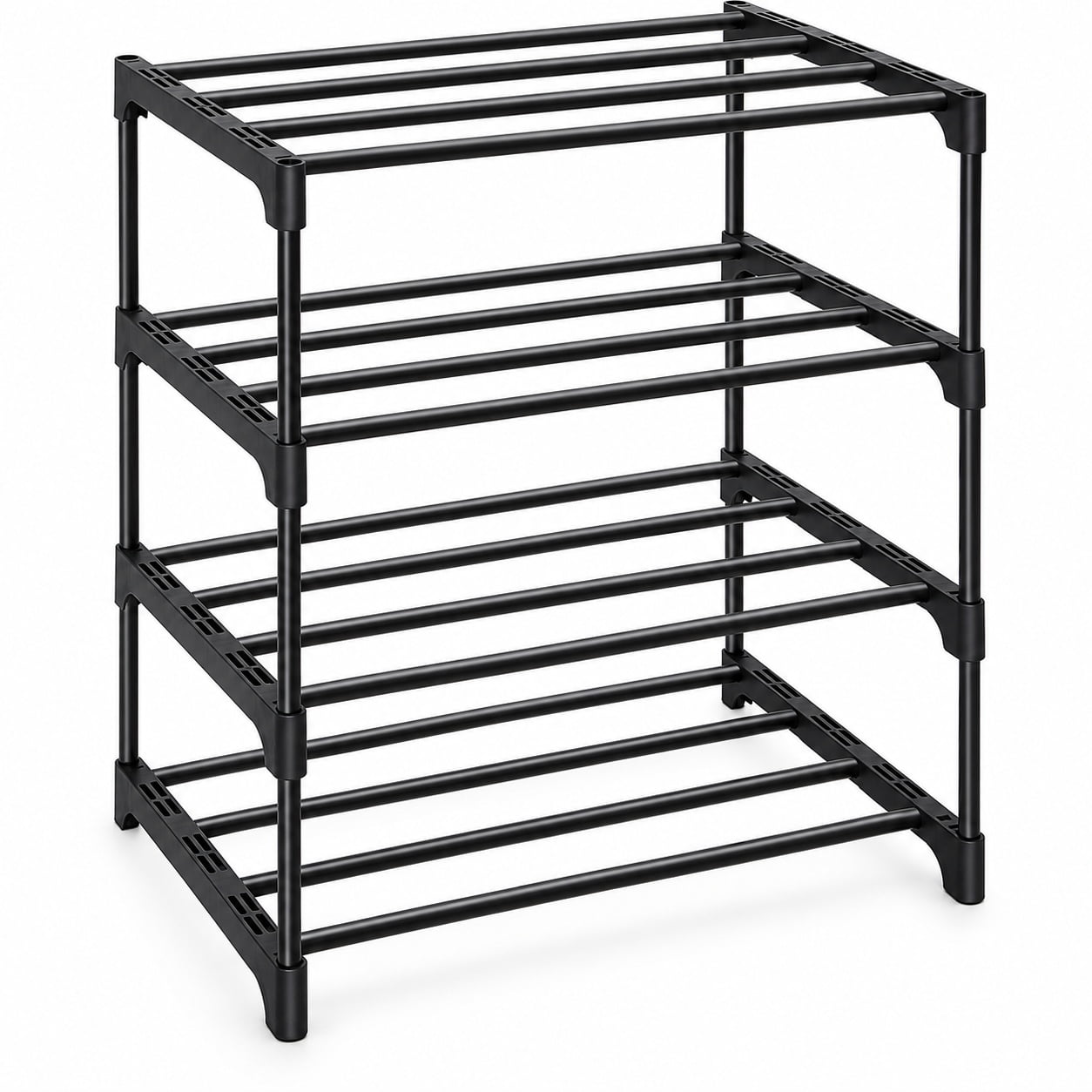 4-Tier Stackable Shoe Rack Organizer - Compact Metal Storage Stand for ...