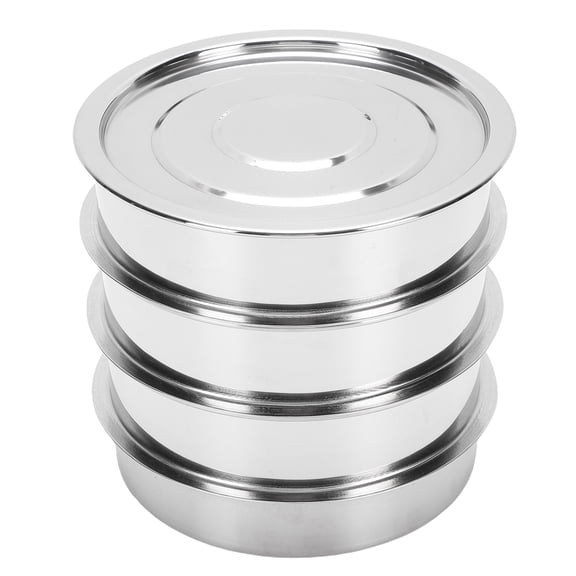 4-Tier Stackable Sprouting Kit in Stainless Steel - 6.7 Inches / 17 cm Round Mesh Germination Tray and Sprout Grower with Lid & Base for Beans, Peas, Broccoli, and Wheat Grass