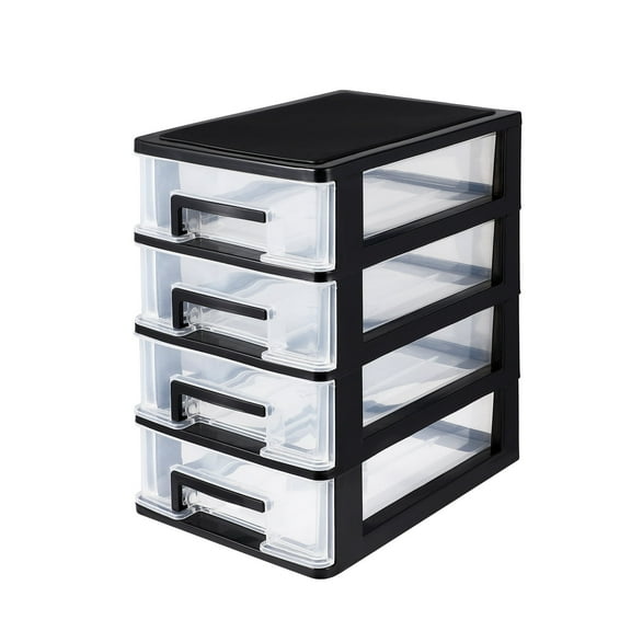 4-Tier Stackable Storage Bins Drawer Storage Containers,Clear Foldable Plastic Drawer Storage ,Closet Organizers and Storage for Living Room,Bedroom,Office,Dorm