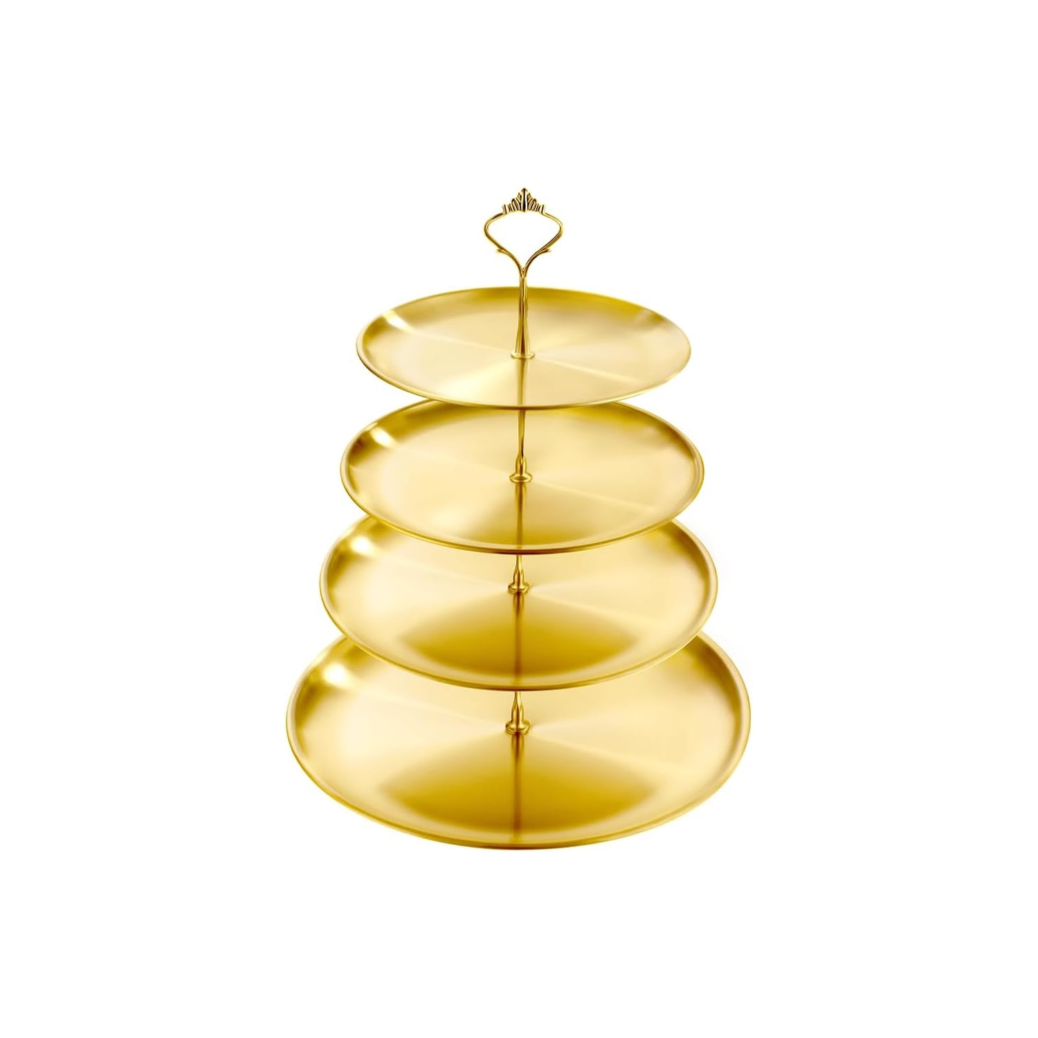 Cake Stand, 4 Tiers Stainless Steel Cupcake Stand, Gold Serving Tray Cake Holder Cake Display Stand for Afternoon Tea Decorations, Reusable Circular Cake Stand for Party, Birthday, Wedding (4tier)
