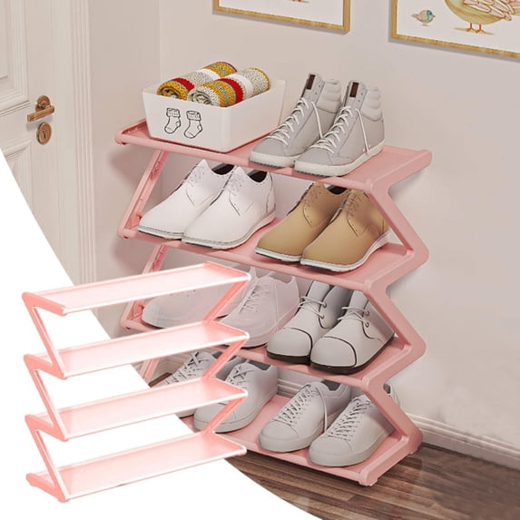4 Tier Stainless Steel Shoe Organizer,Free Standing Shoes Rack With Sturdy Frame Shoe Rack For Closet Entryway Bedroom, Floor, Outdoor