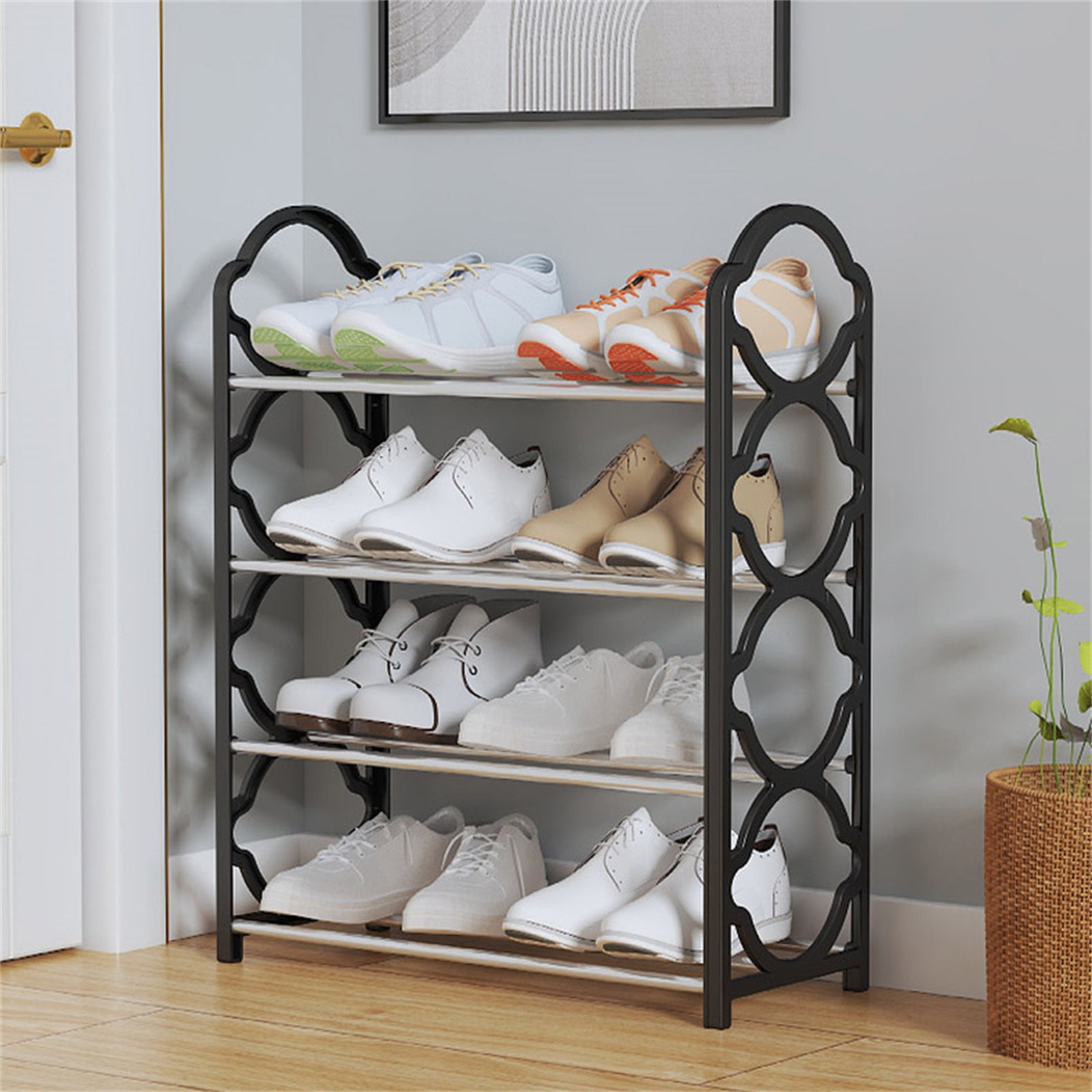 4 Tier Stainless Steel Shoe Rack Easy To Install And Space Saving Shoes ...