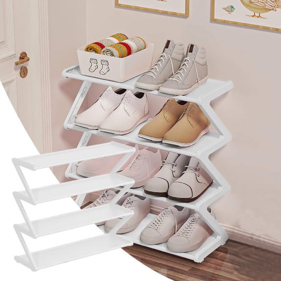 4 Tier Stainless Steel Shoe Rack Organizer, Freestanding Sturdy Frame for Wardrobe, Entryway, Bedroom - Space Saving