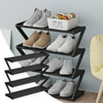 thumbnail image 1 of 4 Tier Stainless Steel Shoe Rack Organizer, Freestanding Sturdy Frame for Wardrobe, Entryway, Bedroom - Space Saving, 1 of 7