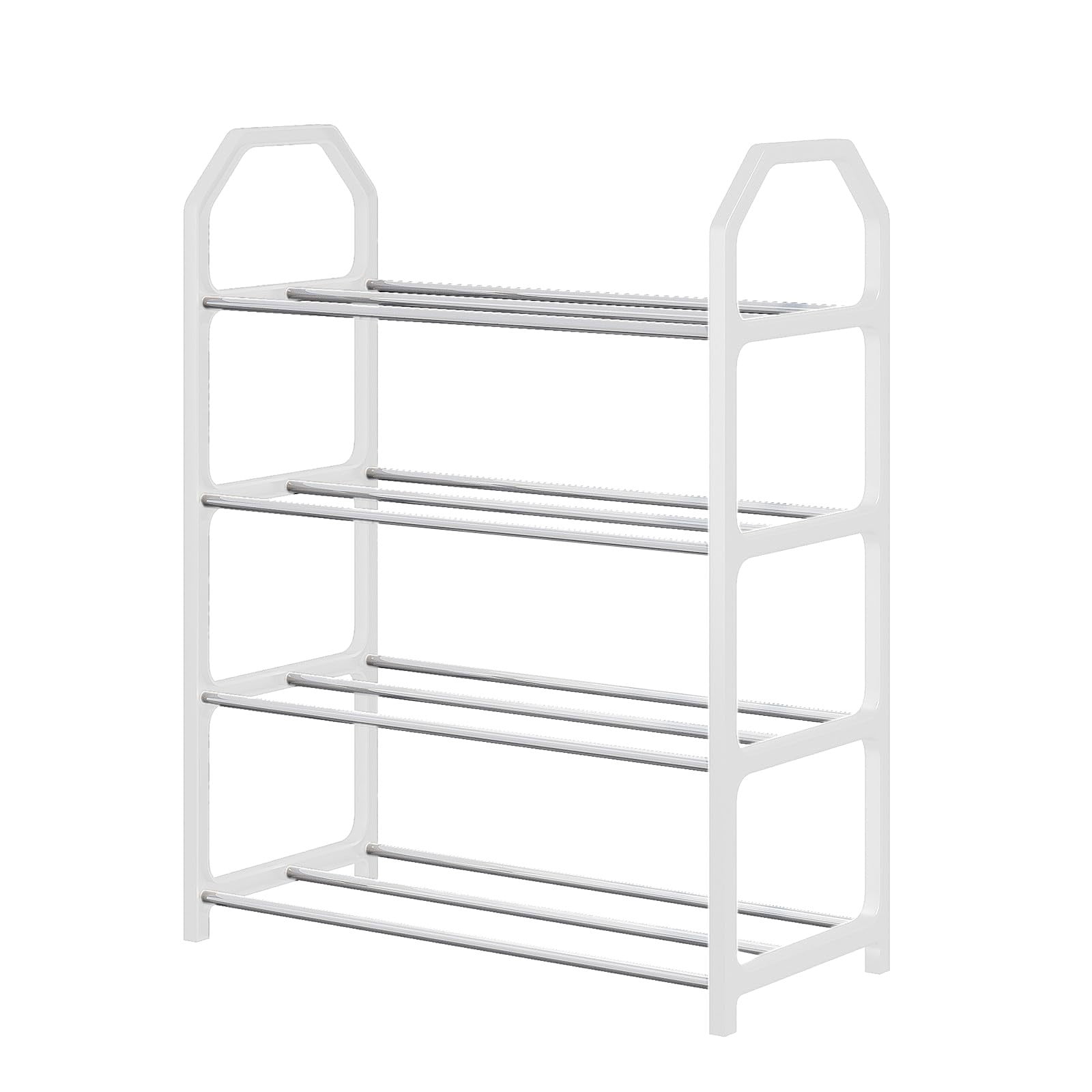 4 Tier Stainless Steel Shoe Rack, Shoe Organizer for Entryway, Easy to ...